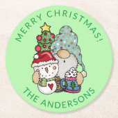 Dessous-de-verre Rond En Papier Noël Gnome (Devant)