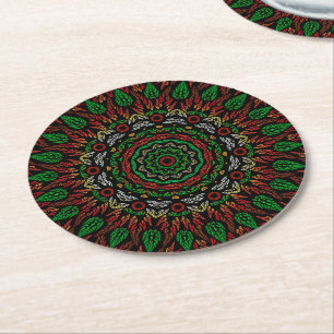 Dessous-de-verre Rond En Papier Noël gothique en verre tendu Feuille Mandala
