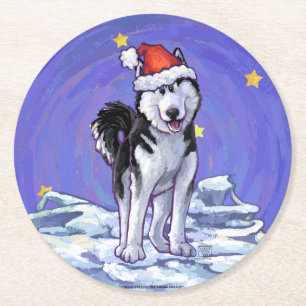 Dessous-de-verre Rond En Papier Noël Husky