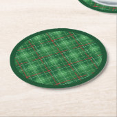 Dessous-de-verre Rond En Papier Noël Plaid vert avec rouge (Incliné)