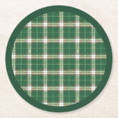 Dessous-de-verre Rond En Papier Noël Plaid Vert, Blanc, avec Rouge, Or (Devant)