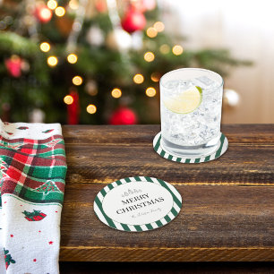 Dessous-de-verre Rond En Papier Noël rayé classique