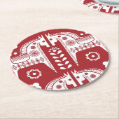 Dessous-de-verre Rond En Papier Noël Red Reindeer Forêt scandinave nordique (Incliné)