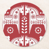 Dessous-de-verre Rond En Papier Noël Red Reindeer Forêt scandinave nordique (Devant)