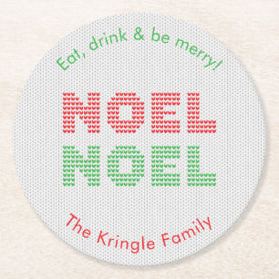 Dessous-de-verre Rond En Papier Noel Typographie Noël