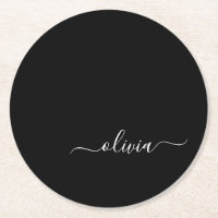Noir Blanc Moderne Minimaliste Élégant Monogramme