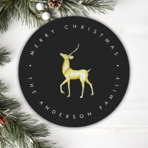 Dessous-de-verre Rond En Papier Noir minimaliste renne noir et blanc