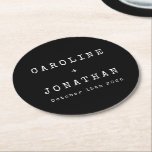 Dessous-de-verre Rond En Papier Noir minimaliste Rétro Machine à écrire Mariage pe<br><div class="desc">Police minimaliste rétro Police Dessous de verre de papier rond de mariage personnalisé en noir</div>