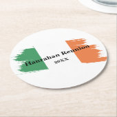 Dessous-de-verre Rond En Papier Nom de famille irlandais Nom personnalisé Drapeau (Incliné)