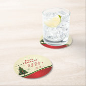 Dessous-de-verre Rond En Papier Nom de l'entreprise ou du groupe Message Noël (En situation)