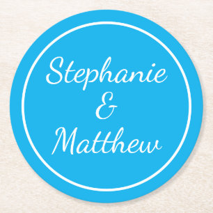 Dessous-de-verre Rond En Papier Nom de Mariage minimal simple et moderne personnal