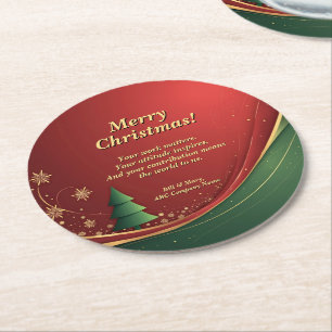 Dessous-de-verre Rond En Papier Nom du groupe professionnel Message Red Christmas