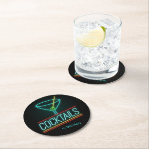 Dessous-de-verre Rond En Papier Nom personnalisé COCTAILS