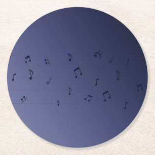 Dessous-de-verre Rond En Papier Notes musicales Dark Ombre Marine