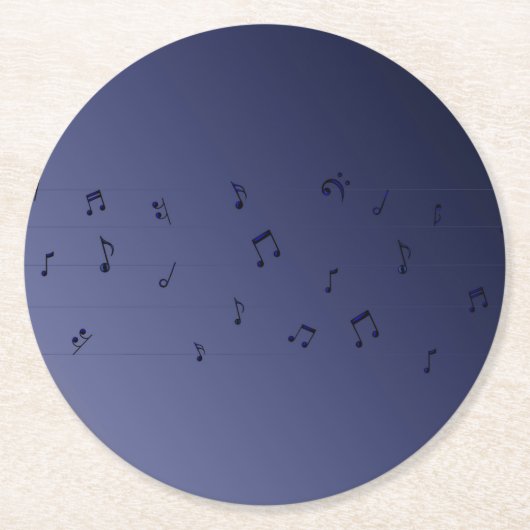 Dessous-de-verre Rond En Papier Notes musicales Dark Ombre Marine (Devant)