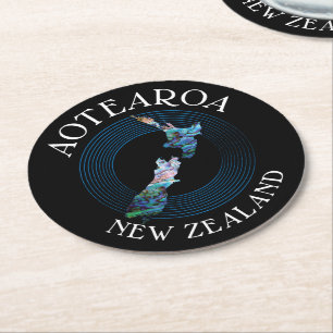 DESSOUS-DE-VERRE ROND EN PAPIER NOUVELLE-ZÉLANDE CARTE PAUA