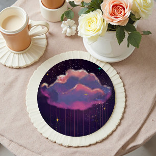 Dessous-de-verre Rond En Papier Nuage Céleste de Rêve