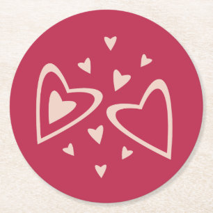 Dessous-de-verre Rond En Papier Nuclear Hearts - rouge magenta - image.