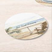 Dessous-de-verre Rond En Papier Ocean View Beach Serenity (Incliné)