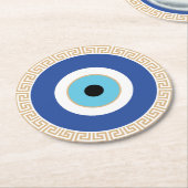 Dessous-de-verre Rond En Papier Oeil mal grec dans la clé grecque (Incliné)