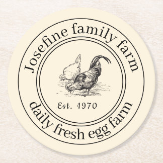 Dessous-de-verre Rond En Papier Oeufs frais de la ferme Poulailler Ferme de campag