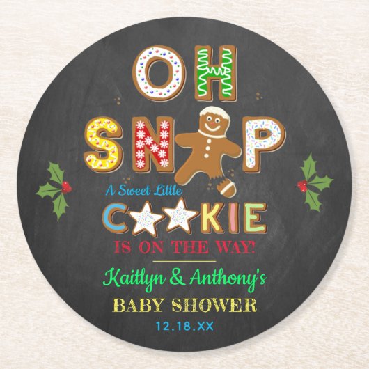 Dessous-de-verre Rond En Papier Oh ! Baby shower de biscuits en pain d'épices (Devant)