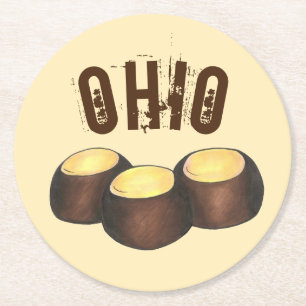 Dessous-de-verre Rond En Papier Ohio OH Beurre d'arachide Buckeye Buck Eye Nut Can