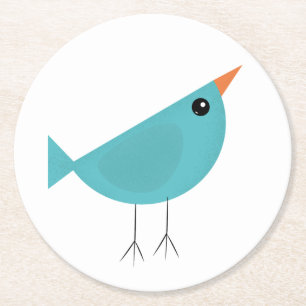 Dessous-de-verre Rond En Papier Oiseau fantaisiste adorable, art de la nature