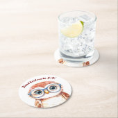 Dessous-de-verre Rond En Papier Oiseau Nerd geek (En situation)