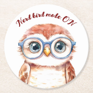 Dessous-de-verre Rond En Papier Oiseau Nerd geek