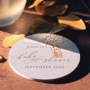 Dessous-de-verre Rond En Papier On Peut Attendre ! Baby shower