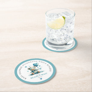Dessous-de-verre Rond En Papier On Peut Attendre L'Ours Bleu Teddy