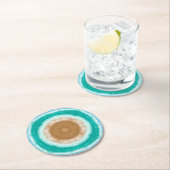Dessous-de-verre Rond En Papier Ondes d'océan rondes Turquoise et Turquoise (En situation)