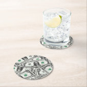Dessous-de-verre Rond En Papier One Dollar Bill Pattern (En situation)