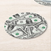 Dessous-de-verre Rond En Papier One Dollar Bill Pattern (Incliné)