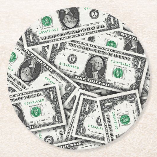 Dessous-de-verre Rond En Papier One Dollar Bill Pattern (Devant)