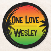 Dessous-de-verre Rond En Papier One Love Jamaican Rasta Tropical Palms (Devant)