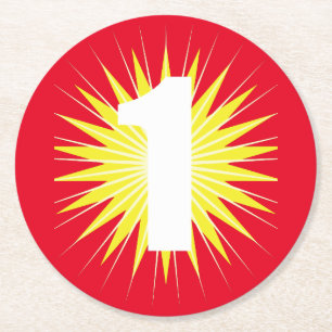 Dessous-de-verre Rond En Papier Onederderful Cute coloré 1er anniversaire fête