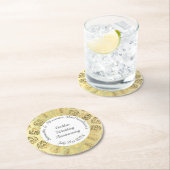 Dessous-de-verre Rond En Papier Or damask or mariage anniversaire (En situation)