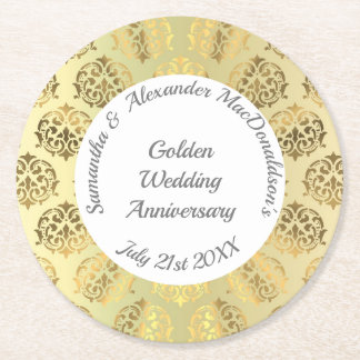 Dessous-de-verre Rond En Papier Or damask or mariage anniversaire