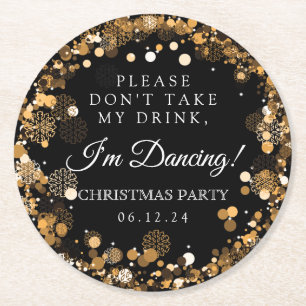 Dessous-de-verre Rond En Papier "Or de fête de Noël ne prenez pas mes boissons"