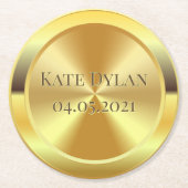 Dessous-de-verre Rond En Papier Or gravé sur mesure (Devant)