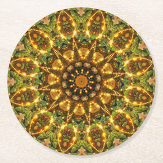 Dessous-de-verre Rond En Papier Or Vert Décoratif