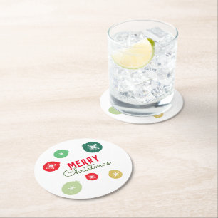 Dessous-de-verre Rond En Papier Ornement Flocons de Neige Joyeux Noël