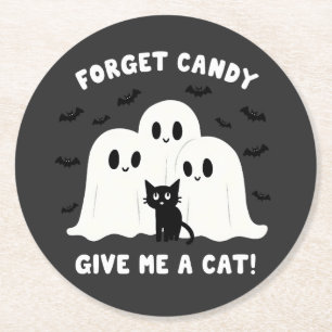 Dessous-de-verre Rond En Papier Oubliez Le Bonbon Donne-Moi Un Chat Halloween Éffr