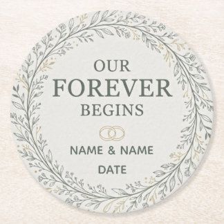 Dessous-de-verre Rond En Papier Our Forever Begins Romantic Marriage Proposal