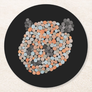 Dessous-de-verre Rond En Papier Ours de panda pointillé coloré