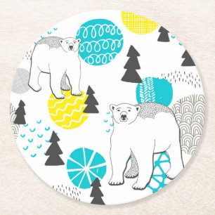 Dessous-de-verre Rond En Papier Ours polaire