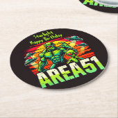 Dessous-de-verre Rond En Papier OVNI néon survolent la zone 51 (Incliné)