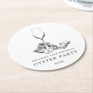 Dessous-de-verre Rond En Papier Oyster Pearl noir et blanc